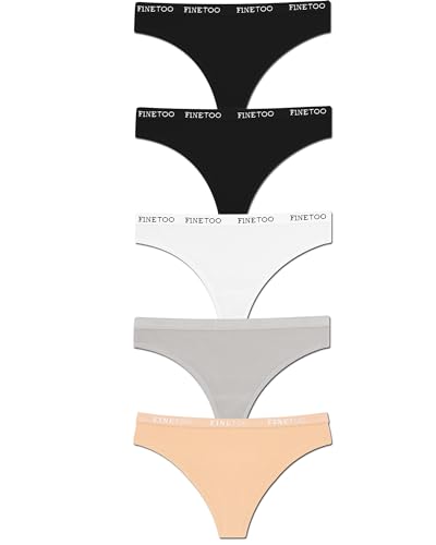 FINETOO 5er Pack String Tanga Damen Baumwoll Tangas Sportbund Thongs Soft Unterhosen Frauen Unterwäsche Mehrpack S-XL von FINETOO