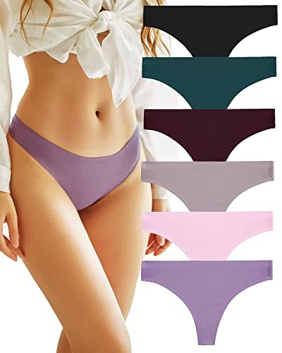 FINETOO 6/12er Damen Seamless Strings Slip Nahtlos Hipster Unterhosen Tangas Set Sexy Unterwäsche Bequem Dessous Frauen Mehrfarbig XS-XL von FINETOO