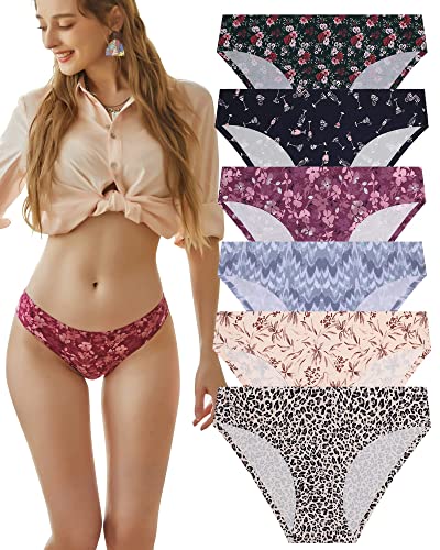 FINETOO 6er Pack Damen Seamless Slips Nahtlo Hipster Unsichtbare Unterhosen Sexy Unterwäsche Bequem Dessous Frauen Panties Bikini Mehrpack XS-XL von FINETOO