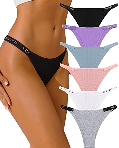 FINETOO 6er Pack Brazilian Slip Damen Baumwoll Unterwäsche Frauen Set Brasilien Slips Sport Hipster Sexy Panties Unterhose Mehrpack S-XL von FINETOO