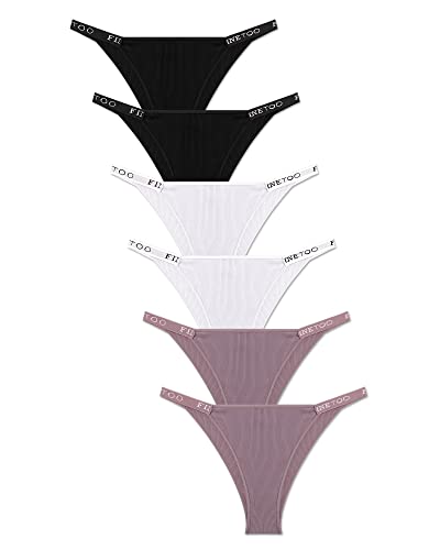 FINETOO 6er Pack Brazilian Slip Damen Baumwoll Unterwäsche Frauen Set Brasilien Slips Sport Hipster Sexy Panties Unterhose Mehrpack S-XL von FINETOO