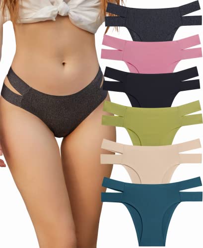 FINETOO 6er Pack Damen Seamless Slip Set Sexy Unterwäsche für Frau Brazilian Slip Nahtlos Hipster Soft Unterhosen Bequem Dessous Frauen Unsichtbarer Panties S-XL von FINETOO