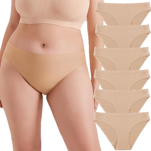 FINETOO 6er Pack Damen Seamless Slips Nahtlo Hipster Unsichtbare Unterhosen Sexy Unterwäsche Bequem Dessous Frauen Panties Bikini Mehrpack XS-XL von FINETOO