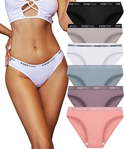 FINETOO 6er Pack Hipster Damen Baumwoll Unterwäsche Frauen Set Baumwolle Slip Sport Slips Sexy Panties Baumwolle Unterhose Mehrpack S-XL von FINETOO