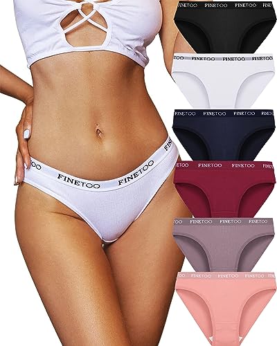 FINETOO 6er Pack Hipster Damen Baumwoll Unterwäsche Frauen Set Baumwolle Slip Sport Slips Sexy Panties Baumwolle Unterhose Mehrpack S-XL von FINETOO