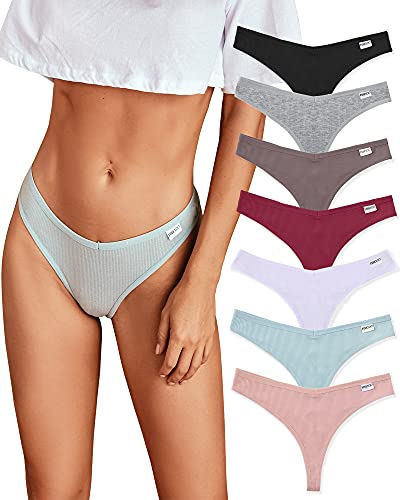 FINETOO 7er-Pack Damen-Tangas, Unterwäsche, Baumwolle, atmungsaktiv, niedrige Taille, Hipster, sexy, S-XL, 7er-Pack Tangas B, XL von FINETOO