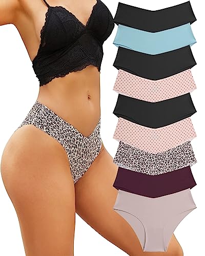 FINETOO 9er Pack Seamless Slips Damen Nahtlose Panties Soft Stretch Invisibles Unterhosen Sexy Unterwäsche Frauen No Show Hipster Underwear Cheeky XS-L von FINETOO