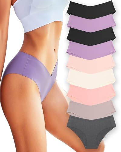 FINETOO 9er Pack Seamless Slips Damen Nahtlose Panties Soft Stretch Invisibles Unterhosen Sexy Unterwäsche Frauen No Show Hipster Underwear Cheeky XS-L von FINETOO