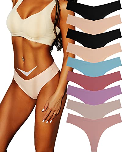 FINETOO 9er Pack Seamless String Tanga Damen Sexy Slips Nahtlos Hipster Unterhosen Tangas Set Bequem Unterwäsche Frauen Mehrfarbig XS-L von FINETOO