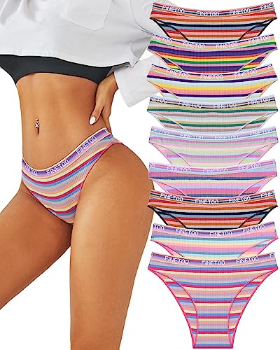 FINETOO 9er Pack Slips Damen Baumwoll Unterwäsche Frauen Set Colorful Slip Sport Hipster Fashion Panties Unterhose Multicolor Underwear Women Mehrpack S-XL von FINETOO