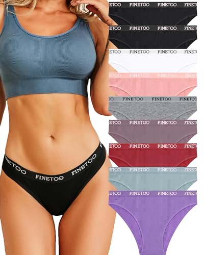 FINETOO 9er Pack Slips Damen Baumwoll Unterwäsche Frauen Set Colorful Slip Sport Hipster Fashion Panties Unterhose Multicolor Underwear Women Mehrpack S-XL von FINETOO