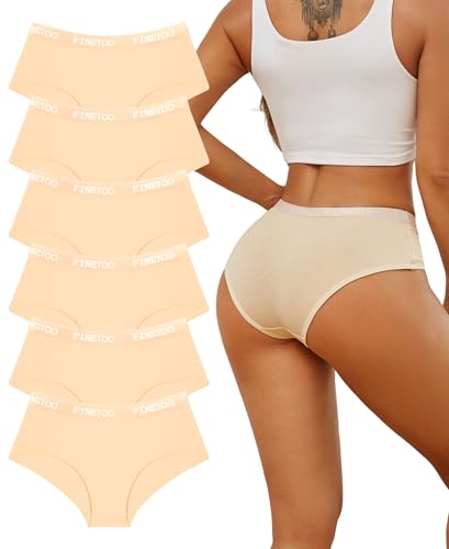 FINETOO Baumwoll Unterhose Damen Slips Baumwolle UnterwäSche Frauen Modischer Gummizug Im Bund Hipster Panties Women Underwear Slips Mehrpack (S) von FINETOO