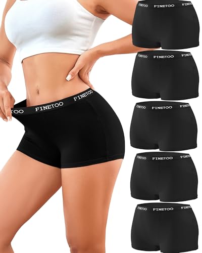 FINETOO Boxershorts Damen Baumwolle Unterhosen Damen Baumwoll Unterwäsche Atmungsaktive Unterwäsche Frauen Hipster Pantys Weich Slip Women Mehrpack von FINETOO