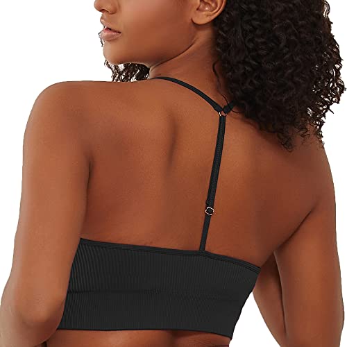 FINETOO Damen Sport BH Rückenfrei Yoga Bra mit Gepolstert y2k Bandeau Top Neckholder Workout Set Sportoberteil Frau Bustier S-XL von FINETOO