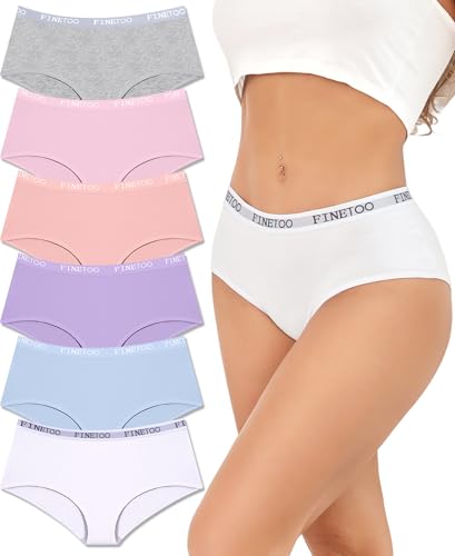 FINETOO Unterhosen Damen Baumwolle Unterwäsche Frauen Weich Baumwoll Unterwäsche Bequeme Schlüpfer Damen Slip Pantys Hipster Mehrpack 6er Pack(M) von FINETOO