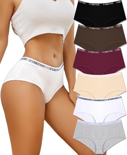 FINETOO Unterhosen Damen Baumwolle Unterwäsche Frauen Weich Baumwoll Unterwäsche Bequeme Schlüpfer Damen Slip Pantys Hipster Mehrpack 6er Pack(XXL) von FINETOO