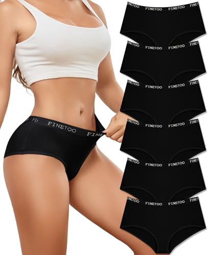 FINETOO Unterhosen Damen Baumwolle Unterwäsche Frauen Weich Baumwoll Unterwäsche Bequeme Schlüpfer Damen Slip Pantys Hipster Mehrpack 6er Pack(L) von FINETOO