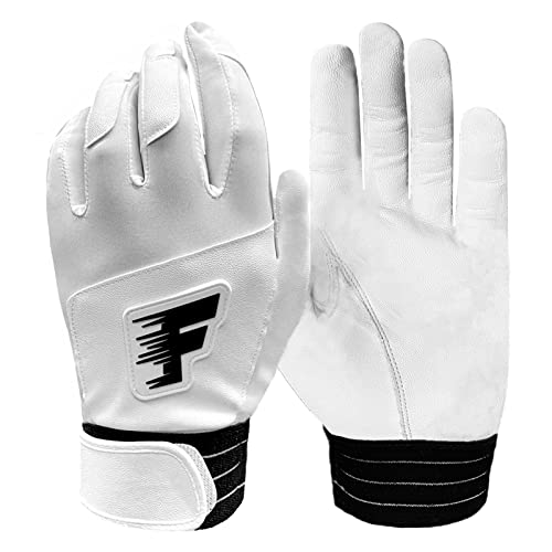 FINGER TEN Baseball Handschuhe Batting Gloves Super Grip and Protective Handschuhe, Jungen Mädchen Sommer Outdoor Sporthandschuhe (Adult Size-Weiß, L Adult) von FINGER TEN