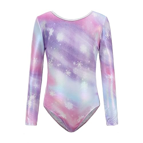 FINGER TEN Gymnastikanzug Mädchen Kurzarm Langarm Kinder Ballettanzug Gymnastik Training Gymnastikbody Trikotanzug Tanz Kleid (Regenbogen, Tag 10A (9-10 Jahre)) von FINGER TEN