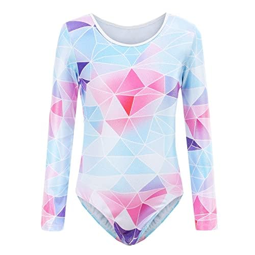 FINGER TEN Gymnastikanzug Mädchen Kurzarm Langarm Kinder Ballettanzug Gymnastik Training Gymnastikbody Trikotanzug Tanz Kleid Ballettkleid (Hellblau, Tag 10A (9-10 Jahre)) von FINGER TEN