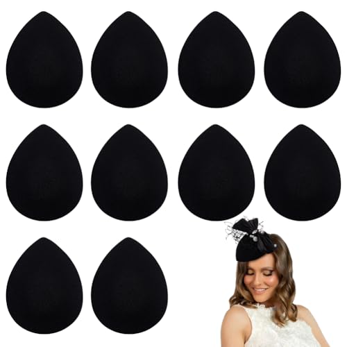 FINGERINSPIRE 10 Stück Fascinator Hut Basis 10x12.7cm Eva Stoffhut Fascinator Millinery Basis Schwarz Tropfenhut Basis Cocktailhüte Herstellung Basis Damen Hut Bastelbedarf Für Party Millinery Hut von FINGERINSPIRE