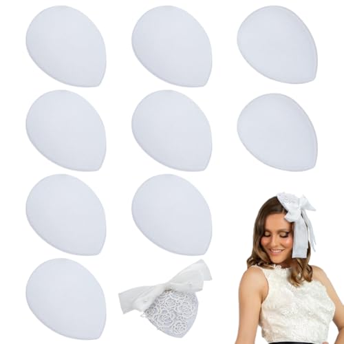 FINGERINSPIRE 10 Stück Fascinator Hut Basis 10x12.7cm Eva Stoffhut Fascinator Millinery Basis Weiß Tropfenform Hut Basis Cocktailhüte Herstellung Basis Damen Hut Bastelbedarf Für Millinery Hut DIY von FINGERINSPIRE