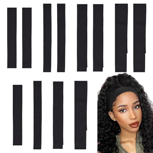 FINGERINSPIRE 12 Stück Elastisches Perückenrandband Schwarz Verstellbares Perückenband Perücken Spitzenschmelzband Mit Magischem Klebeband Rutschfestes Randgriffband Breite 2.5cm 3cm 3.5cm 4cm von FINGERINSPIRE