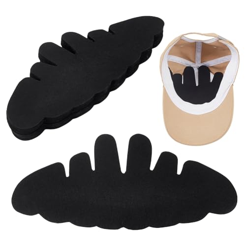 FINGERINSPIRE 24 Stück Filzhut Schweißfutterkappen 129x294mm Baseballkappen Einsätze Former Flexibel Waschbar Wiederverwendbar Schwarze Hutformer Stützkrempe Für Baseballkappe Ballsportkappe von FINGERINSPIRE