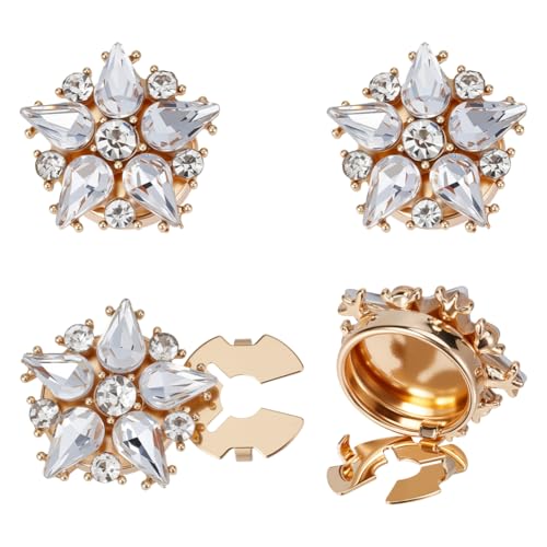FINGERINSPIRE 4 Stück Knopfabdeckung Mit Stern Strass Abnehmbare Manschettenknöpfe Aus Goldener Legierung Mit Strasssteinen Für Herren Damen Hemdärmel Kleidung Dekorativ Passend Für 10x5 mm Knöpfe von FINGERINSPIRE