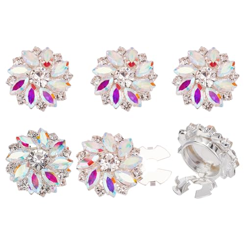 FINGERINSPIRE 6 Stück Damen Strass Knopfabdeckungen 25.5mm Durchmesser Blumenform Kristall ab Manschettenknöpfe Knopfabdeckung Abnehmbare Druckknöpfe Aus Legierung Clips Schmuck Für Kleid Dekoration von FINGERINSPIRE