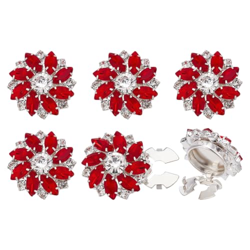 FINGERINSPIRE 6 Stück Damen Strass Knopfabdeckungen 25.5mm Durchmesser Blumenform Siam Kristall Manschettenknöpfe Knopfabdeckung Abnehmbare Druckknöpfe Aus Legierung Clips Schmuck Für Dekoration von FINGERINSPIRE