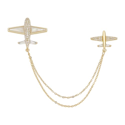 FINGERINSPIRE Anstecknadel Mit Flugzeugmotiv Aus Legierung Goldene Zirkonia Brosche Mit Hängender Kette Flugzeug Brosche Krawattennadeln Mit Flugflugzeug Schmuck Geschenke Für Kleider Bankette Jacken FINGERINSPIRE Anstecknadel Mit Flugzeugmotiv Aus Legierung Goldene Zirkonia Brosche Mit Hängender Kette Flugzeug Brosche Krawattennadeln Mit Flugflugzeug Schmuck Geschenke Für Kleider Bankette Jacken von FINGERINSPIRE