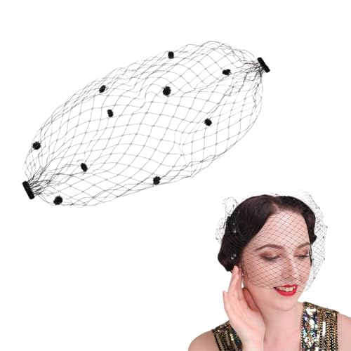 FINGERINSPIRE Braut Vogelkäfig Schleier Schwarz Mit Flaumball Nylon Fascinator Netz Gesichtsschleier Mit Kämmen Fascinator Netzschleier Fascinator Stirnband Hochzeits Teeparty Fascinator Schleier von FINGERINSPIRE