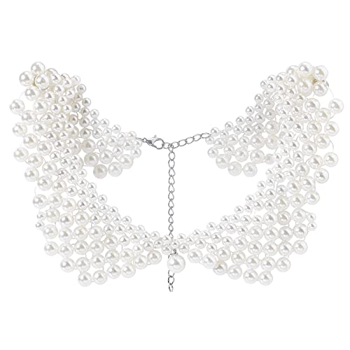 FINGERINSPIRE Kragen Abnehmbare Perlen Blusenkragen Damen Gefälschter Stehkragen, Muschelfarbe Perlenkragen abnehmbarer Blusenkragen Halsband Dissent Kragen Halskette für Mädchen, Frauen von FINGERINSPIRE