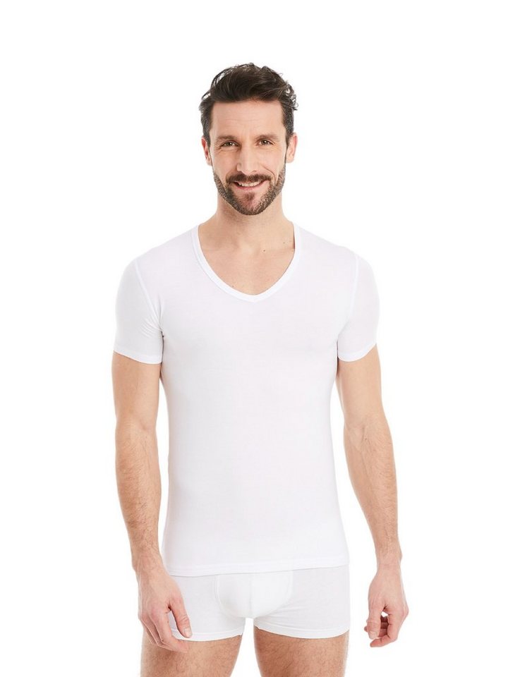 FINN Design Unterhemd Business Unterziehshirt Herren Kurzarm mit V-Ausschnitt Das perfekte T-Shirt für Männer unter Hemd und Anzug von FINN Design