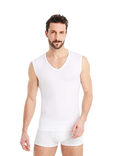 FINN Business Herren Unterhemd Ärmellos mit V-Ausschnitt - Unterziehshirt Männer Tank-Top aus original Lenzing® Modal Stoff Weiß Weiss S von FINN