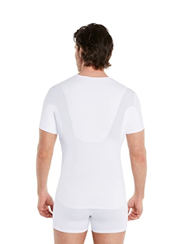FINN Anti-Schweiß Shirt Herren mit Einlage am Rücken und integrierten Achselpads gegen Starkes Schwitzen - Unterhemd mit garantiertem Schutz vor Schweißflecken und Schweißgeruch Weiß Weiss L von FINN