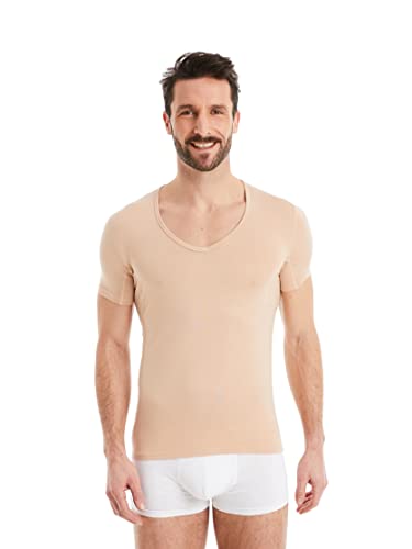 FINN Herren Funktions-Unterhemd mit Einsätzen - Business Unterziehshirt Männer aus original Lenzing® Modal Stoff Unsichtbare Hautfarbe Nude S von FINN