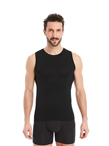 FINN Business Herren Unterhemd Ärmellos mit Rundhals-Ausschnitt - Unterziehshirt Männer Tank-Top aus original Lenzing® Modal Stoff Schwarz S von FINN