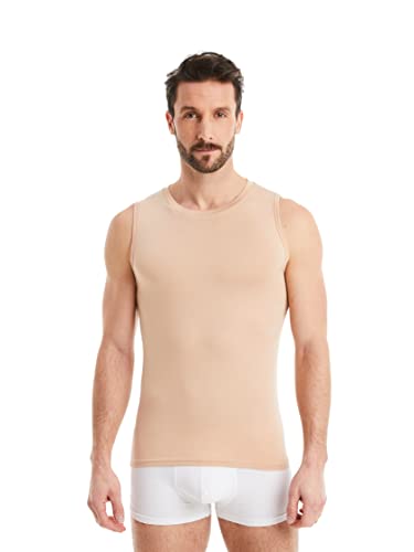 FINN Business Herren Unterhemd Ärmellos mit Rundhals-Ausschnitt - Unterziehshirt Männer Tank-Top aus original Lenzing® Modal Stoff Unsichtbare Hautfarbe Nude L von FINN