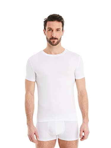 FINN Business Unterhemd Herren Kurzarm mit Rundhals-Ausschnitt - Unterziehshirt Männer aus original Lenzing® Modal Stoff Weiß Weiss M von FINN