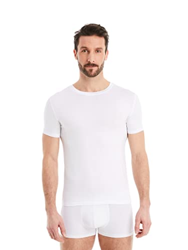 FINN Business Unterhemd Herren Kurzarm mit Rundhals-Ausschnitt - Unterziehshirt Männer aus original Lenzing® Modal Stoff - Das perfekte T-Shirt unter Hemd und Anzug Weiß Weiss XXL FINN Business Unterhemd Herren Kurzarm mit Rundhals-Ausschnitt - Unterziehshirt Männer aus original Lenzing® Modal Stoff - Das perfekte T-Shirt unter Hemd und Anzug Weiß Weiss XXL von FINN