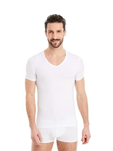 FINN Business Unterhemd Herren Kurzarm mit V-Ausschnitt - Unterziehshirt Männer aus original Lenzing® Modal Stoff Weiß Weiss XL von FINN