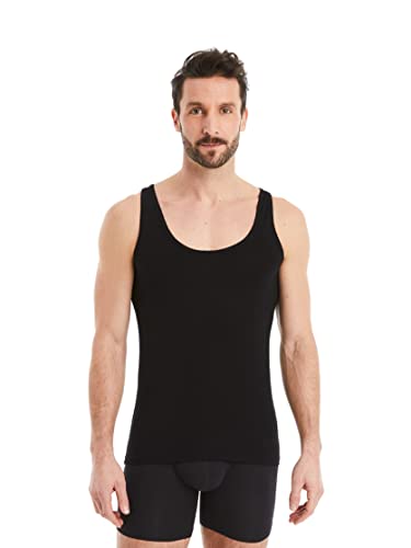 FINN Business Unterhemd Herren - Ärmelloses Tank-Top Männer aus original Lenzing® Modal Stoff Schwarz L von FINN