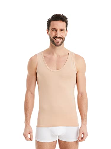 FINN Business Unterhemd Herren - Ärmelloses Tank-Top Männer aus original Lenzing® Modal Stoff Unsichtbare Hautfarbe Nude L von FINN