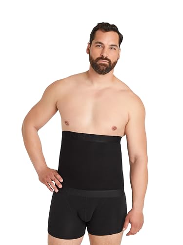 FINN Kompressions-Gürtel Herren - Figurformende Shapewear Bauchbinde aus Baumwolle - Starker Body-Shaper für Männer Schwarz L von FINN