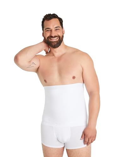 FINN Kompressions-Gürtel Herren - Figurformende Shapewear Bauchbinde aus Baumwolle - Starker Body-Shaper für Männer Unsichtbare Weiß Weiss L von FINN