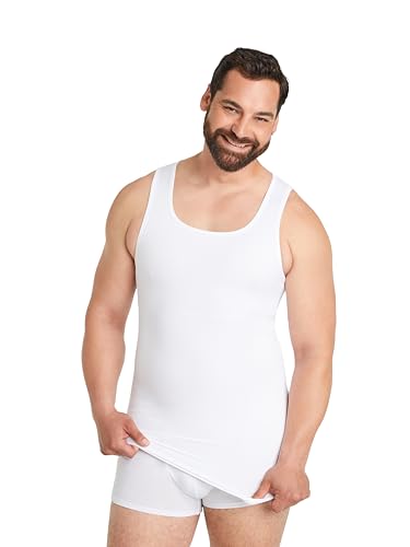 FINN Seamless Kompressions-Unterhemd Herren ohne Nähte - Figurformendes Bauchweg Shapewear Tank-Top - Starker Body-Shaper für Männer Unsichtbare Weiß Weiss 3XL von FINN