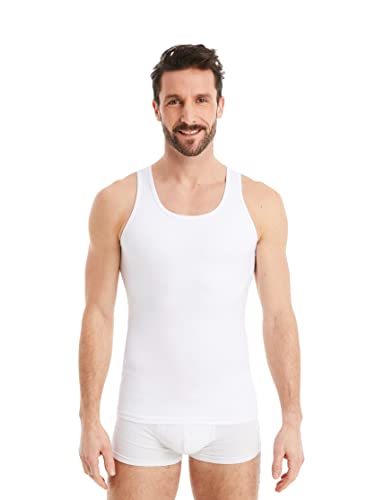 FINN Figurformendes Kompressions-Shirt Herren mit Bauchweg Effekt - Ärmelloses Shapewear Tank-Top aus Baumwolle - Body Shaper Unterhemd für einen flacheren Bauch Weiß Weiss M von FINN