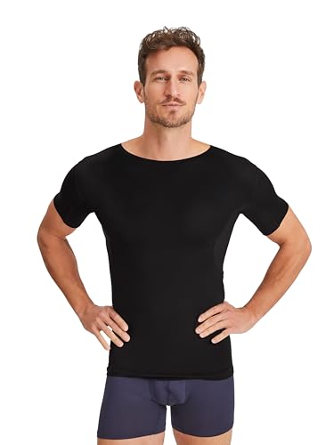 FINN wasserabweisendes Anti-Schweiß Shirt Herren mit Achselpads – Minimiert Schweißflecken am gesamten Oberkörper auch bei starkem Schwitzen – Antibakterielles Unterhemd mit Rundhals Schwarz M von FINN